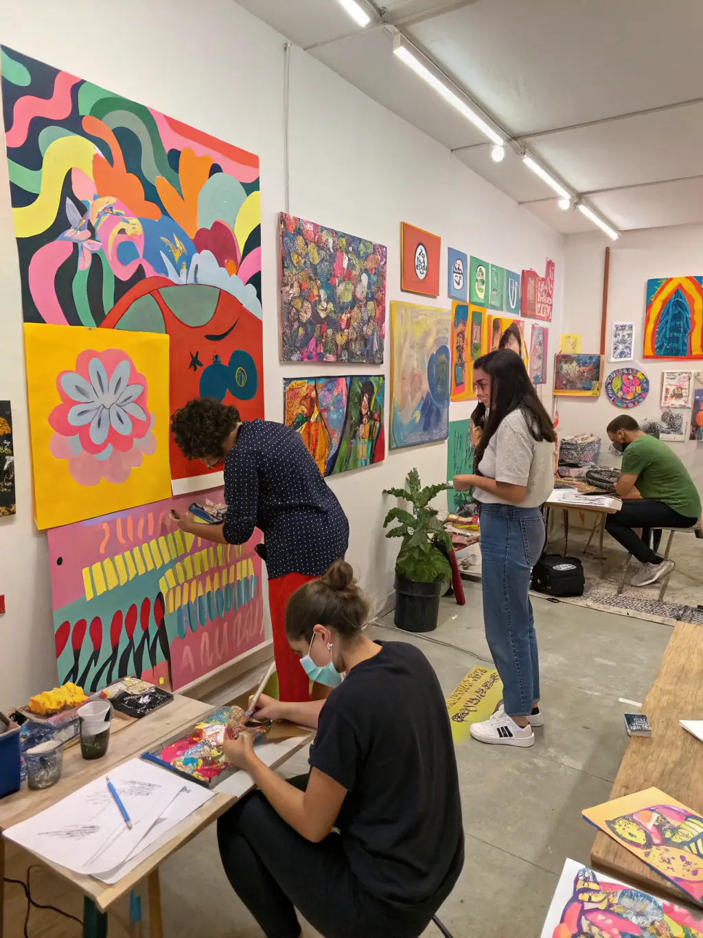 A photo of a workshop session at ADM, where artists are learning new skills and techniques from experienced instructors.